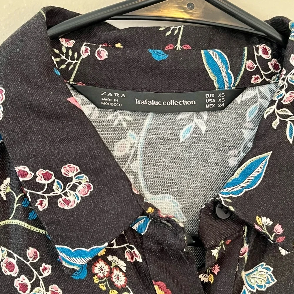 NWOT Elegant Zara trafaluc collection Multicolor Floral Long Sleeve Dress in XS - Picture 3 of 15